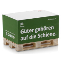 Zettelblock Pad Notizzettel 12x8x6cm auf Holzpalette DB Cargo