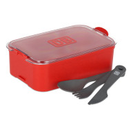 koziol STAKK Bowl 1,3l Lunchbox mit Twist-Besteck rot DB-Logo