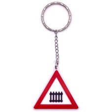 Schlüsselanhänger Rucksackanhänger beschrankter Bahnübergang Verkehrszeichen PLA 38x42x7mm