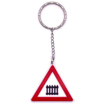 Schlüsselanhänger Rucksackanhänger beschrankter Bahnübergang Verkehrszeichen PLA 38x42x7mm