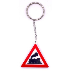 Schlüsselanhänger Rucksackanhänger Bahnübergang alt Verkehrszeichen PLA 38x42x7mm
