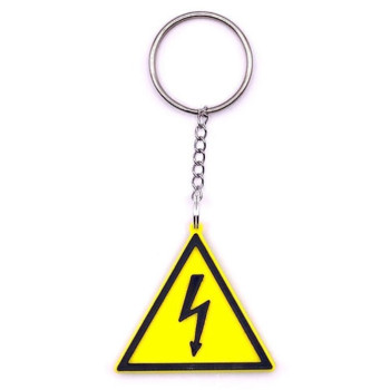 Schlüsselanhänger Rucksackanhänger Zeichen Warnung Gefahr Hochspannung Strom PLA 35x37x4mm