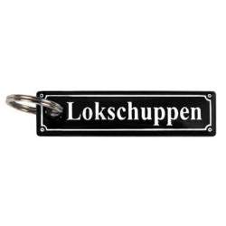 Schlüsselanhänger Gepäckanhänger Emaille Metall Straßenschild Lokschuppen 8x2cm
