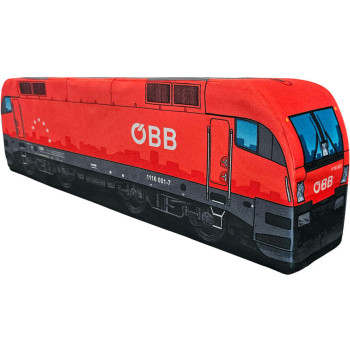KisFa - E-Lok Siemens EuroSprinter/Taurus 1116 001-7 ÖBB rot 56 cm lang 3D-Plüschkissen Lokomotive Eisenbahn