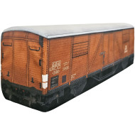 KisFa -  Gedeckter Güterwagen DB Gmhs 96 braun 3D-Plüschkissen Eisenbahn Plüschzug