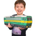 KisFa - E-Lok Skoda BR 163 CD gelb grün 50x13x8cm Elektrolokomotive 3D-Plüschkissen Eisenbahn Plüschzug