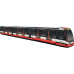 KisFa - Skoda ForCity Alfa 15T Niederflur-Gelenkstrassenbahn 9210 rot grau 130x10x14 cm 3D-Plüschkissen Eisenbahn Plüschzug