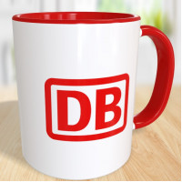 Tasse Kaffeebecher Rot-Weiß "DB" Keramik 300ml