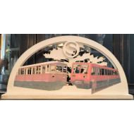 Eisenbahn-Schwibbogen Berliner S-Bahn BR 475 und 485 farbig - 60cm lang Eisenbahn-Schwibbogen Berliner S-Bahn BR 475 und 485 farbig - 60cm lang