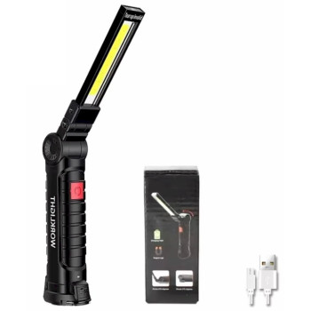 Taschenlampe S005-A knickbar drehbar Handleuchte LED Weiss / Rot abblendbar USB wiederaufladbar Powerbank magnetisch