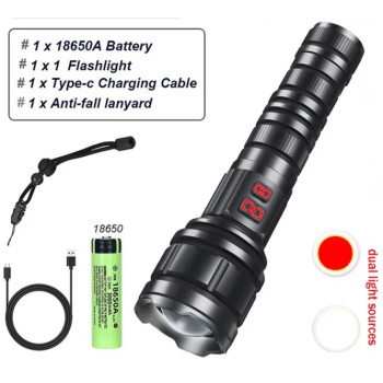 Taschenlampe S403-A Handleuchte LED Weiss / Rot abblendbar USB-C wiederaufladbar 8000lm Powerbank