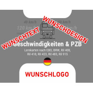 Geschwindigkeiten im Bahnbetrieb & PZB in Deutschland PERSONALISIERT / WUNSCHLOGO - Set mit 150 Lernkarten