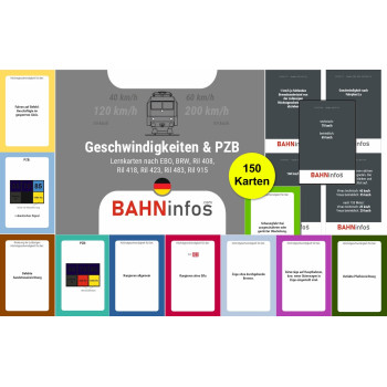 Geschwindigkeiten im Bahnbetrieb & PZB in Deutschland - Set mit 150 Lernkarten gemäß Ril 408