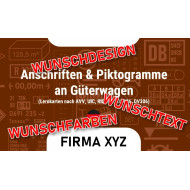 Anschriften & Piktogramme an Güterwagen (Nomenklatur) PERSONALISIERT / WUNSCHLOGO - Set mit 176 Lernkarten