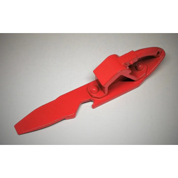 Hemmschuh Flaschenöffner Edelstahl Verkehrsrot 115x20x30mm Hemmschuh Flaschenöffner Edelstahl Verkehrsrot 115x20x30mm