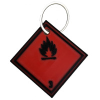 Schlüsselanhänger Rucksackanhänger Gefahrgutlabel Großzettel Placard "Feuergefährlich / Flüssige Stoffe" (3) PLA 40x40x2 mm