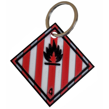 Schlüsselanhänger Rucksackanhänger Gefahrgutlabel Großzettel Placard "Feuergefährlich Feste Stoffe" PLA 40x40x2 mm
