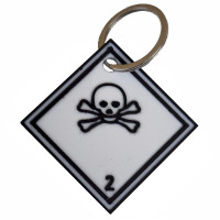 Schlüsselanhänger Rucksackanhänger Gefahrgutlabel Großzettel Placard "Giftige Gase" PLA 40x40x2 mm