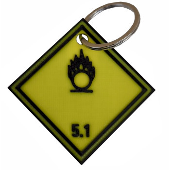 Schlüsselanhänger Rucksackanhänger Gefahrgutlabel Großzettel Placard "Entzündend" PLA 40x40x2 mm (5.1) Schlüsselanhänger Rucksackanhänger Gefahrgutlabel Großzettel Placard "Entzündend" PLA 40x40x2 mm (5.1)