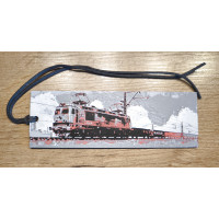 Lesezeichen Eisenbahn russische E-Lok mit Güterzug PLA