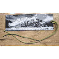 Lesezeichen Eisenbahn Dampflok mit Zug - Fahrt nach rechts PLA