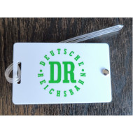 Tatonka - DR Deutsche Reichsbahn Gepäckanhänger Kofferanhänger Namensschild weiß Kunststoff 85 x 55mm Tatonka - DR Deutsche Reichsbahn Gepäckanhänger Kofferanhänger Namensschild weiß Kunststoff 85 x 55mm