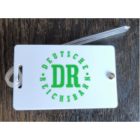 Tatonka - DR Deutsche Reichsbahn Gepäckanhänger Kofferanhänger Namensschild weiß Kunststoff 85 x 55mm