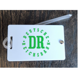 Tatonka - DR Deutsche Reichsbahn Gepäckanhänger Kofferanhänger Namensschild weiß Kunststoff 85 x 55mm