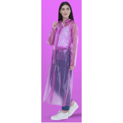 Folienmantel Regenmantel PVC Lila transparent Punkte Polka Dots VARL186