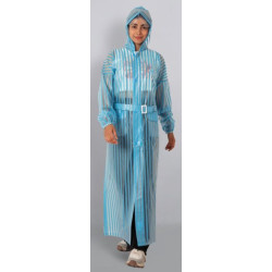 Folienmantel Regenmantel PVC Hellblau transparent Streifen VARL194