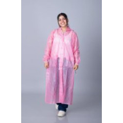 Folienmantel Regenmantel PVC Pastelrosa transparent Streifen VARL194