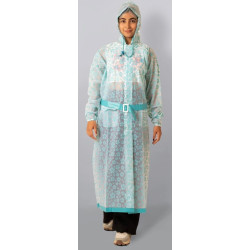 Folienmantel Mantel PVC Regenmantel Türkis Zyangrün Blüten VARL195