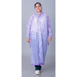 Folienmantel Mantel PVC Regenmantel Lila Blüten VARL195