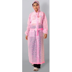 Folienmantel Mantel PVC Regenmantel Pastelrosa Blüten VARL195