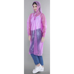 Regencape mit Ärmel Regenmantel geschlossen PVC Lila transparent Punkte Polka Dots VARP004