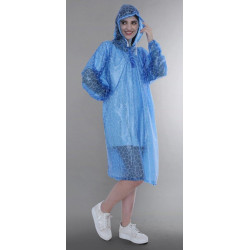 Regencape mit Ärmel Regenmantel geschlossen PVC Blau transparent Netz VARP005