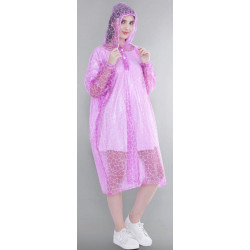 Regencape mit Ärmel Regenmantel geschlossen PVC Lila transparent Netz VARP005