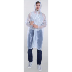 Regencape mit Ärmel Regenmantel geschlossen PVC weiß transparent VARP014