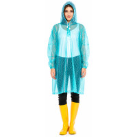 Regencape mit Ärmel Regenmantel geschlossen PVC Aquamarin (Grün-Blau) Punkte Polka Dots VARP004