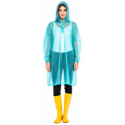 Regencape mit Ärmel Regenmantel geschlossen PVC Aquamarin (Grün-Blau) Punkte Polka Dots VARP004