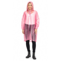 Regencape mit Ärmel Regenmantel geschlossen PVC Pink transparent Punkte Polka Dots VARP004