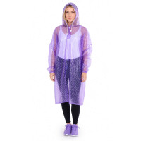 Regencape mit Ärmel Regenmantel geschlossen PVC Lila transparent Punkte Polka Dots VARP004