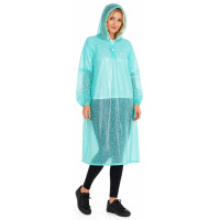 Regencape mit Ärmel Regenmantel geschlossen PVC Aquamarin (Grün-Blau) transparent Netz VARP005