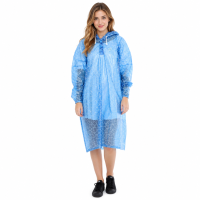 Regencape mit Ärmel Regenmantel geschlossen PVC Blau transparent Netz VARP005
