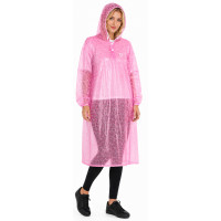 Regencape mit Ärmel Regenmantel geschlossen PVC Pink transparent Netz VARP005