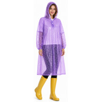Regencape mit Ärmel Regenmantel geschlossen PVC Lila transparent Netz VARP005