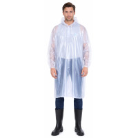 Regencape mit Ärmel Regenmantel geschlossen PVC weiß transparent VARP014