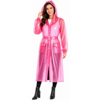 Folienmantel Regenmantel PVC Pink transparent Punkte Polka Dots VARL186