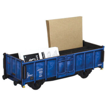 WH offener Güterwagen blau Stiftebox Visitenkarten Büro Aufbewahrung MDF Bausatz WH offener Güterwagen blau Stiftebox Visitenkarten Büro Aufbewahrung MDF Bausatz